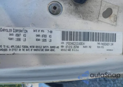 2001 Plymouth Neon Highline from USA, damaged, VIN 1P3ES46C21D102614